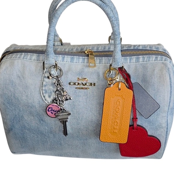 Coach Large Denim Rowan Satchel NWT - Picture 2 of 4